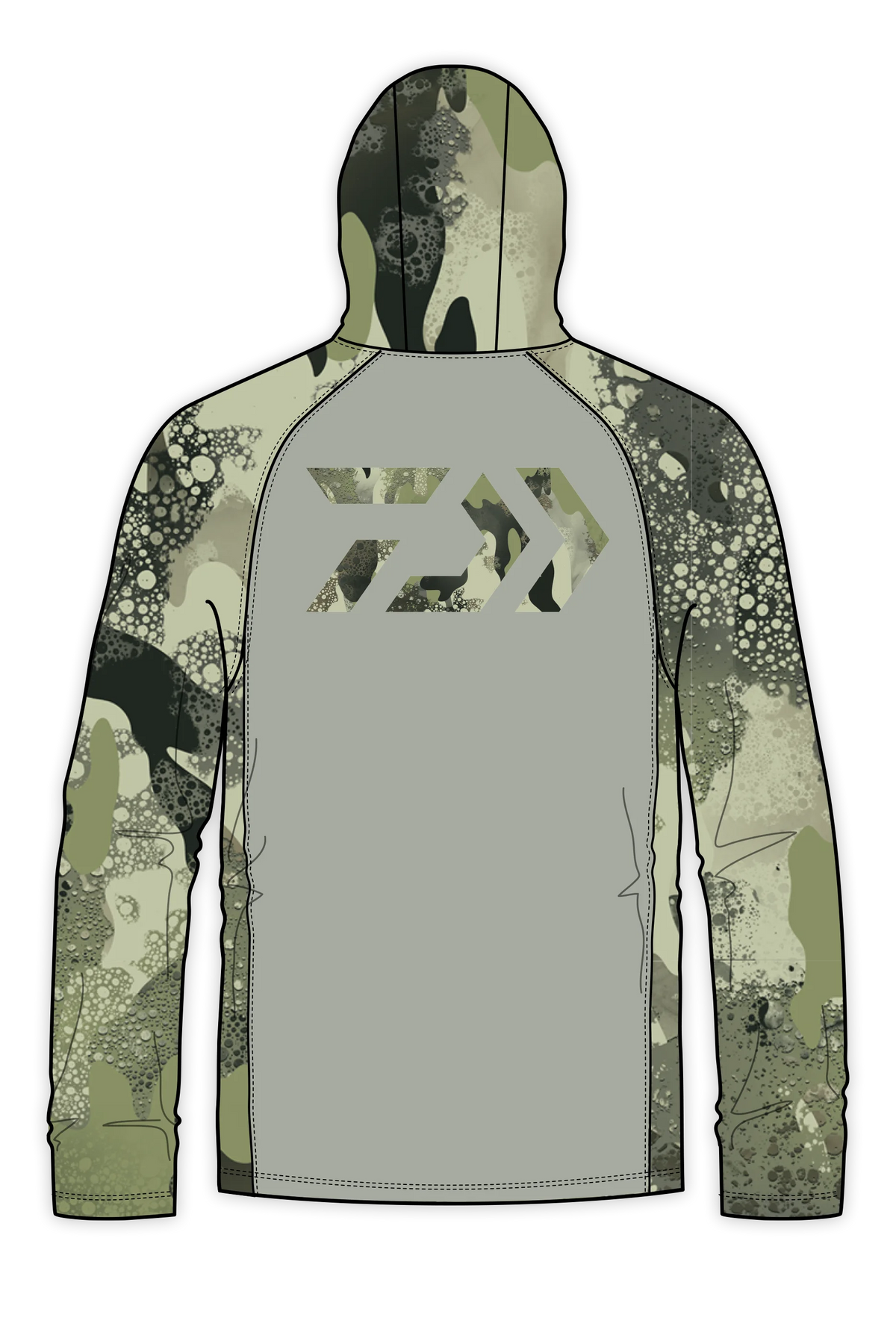 D-Vec Grey With Woods Camo Logo Ls Hd Sunshirt
